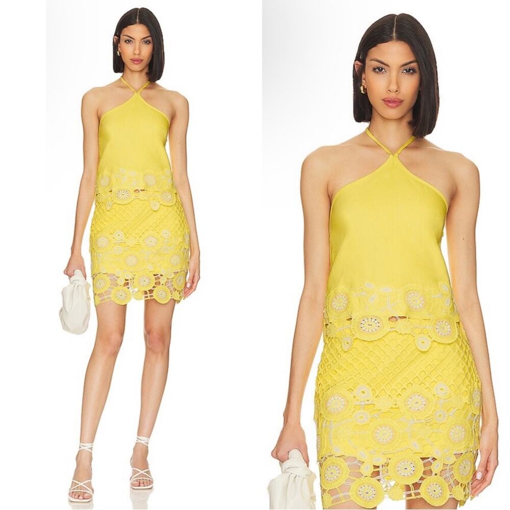 Jonathan Simkhai Selma Circle Crochet Mini Skirt & Mads Halter Top Set Sz 6